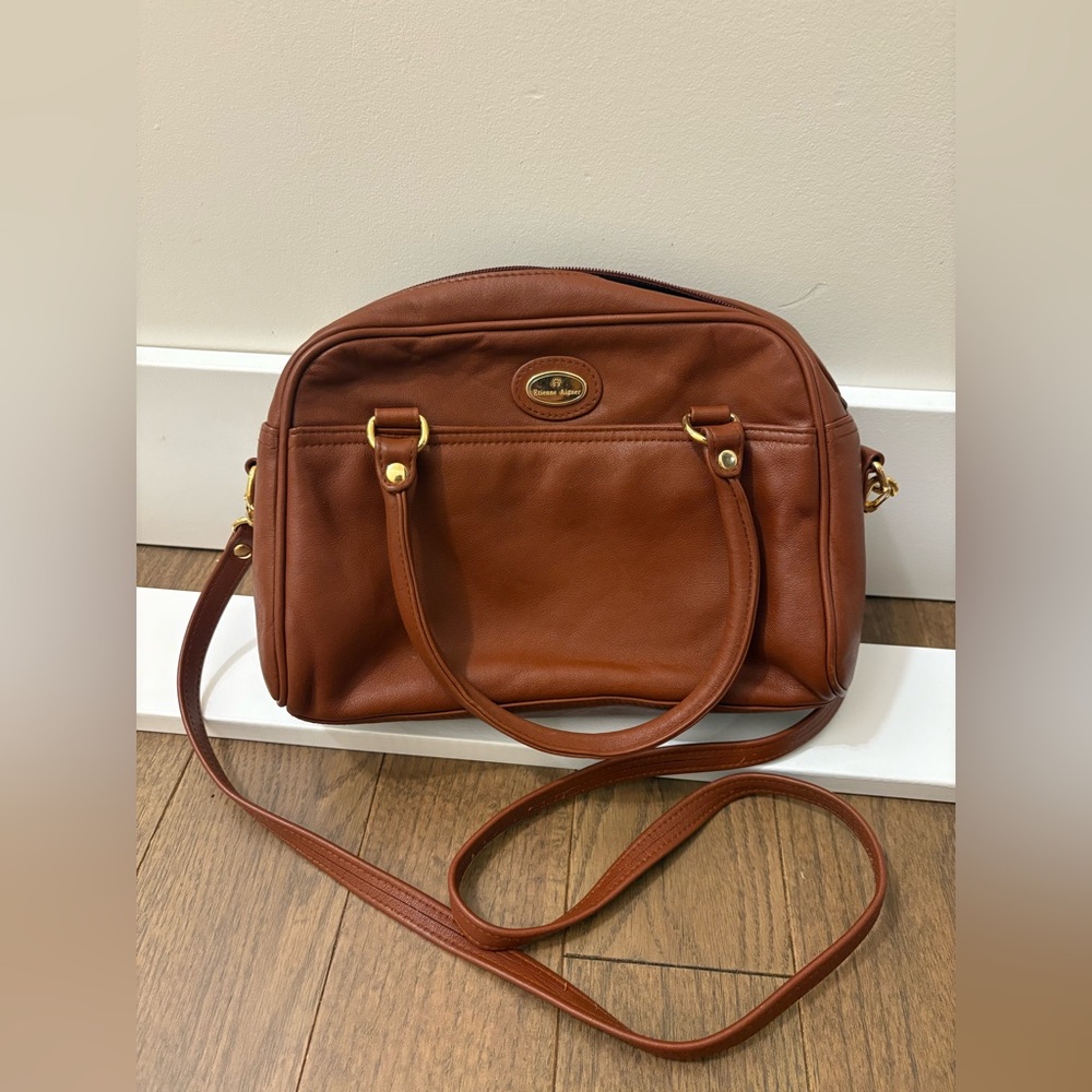 Designer Vintage Etienne Aigner Brown Leather Purse with Gold Detail
